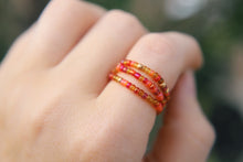 Load image into Gallery viewer, Autumn Bloom Seed Beaded Ring Set