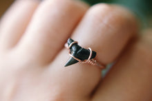 Load image into Gallery viewer, Mini Rose Gold Wire Wrapped Fossil Shark Tooth Ring