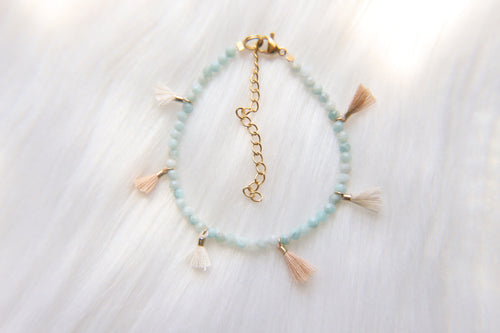 Tiny tassel amazonite gemstone beaded bracelet