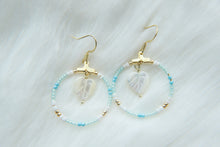 Load image into Gallery viewer, Palms &amp; Paradise Seed Beaded Hoop Monstera Shell Earrings