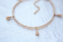 Load image into Gallery viewer, Golden Girl Tiny Tassel &amp; Crystals Anklet