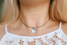 Load image into Gallery viewer, Hibiscus Mother Of Pearl Gunmetal Choker Necklace