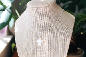 Mother of pearl carved sea turtle necklace