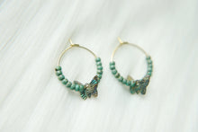 Load image into Gallery viewer, Mini Abalone Butterfly Beaded Hoops Earrings