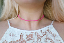 Load image into Gallery viewer, Hot Pink Satin Seed Beaded Choker Necklace