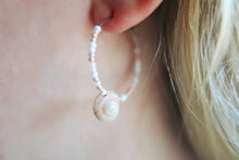 Load image into Gallery viewer, Aloha Swirl Shell Beaded Hoop Earrings
