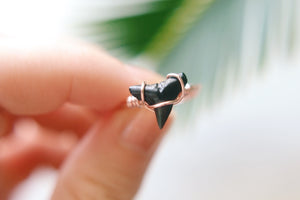 Mini Rose Gold Wire Wrapped Fossil Shark Tooth Ring