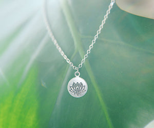 Lovely Lotus Flower Hand Stamped Necklace