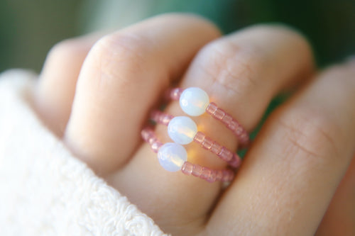 Vintage Opal Seed Beaded Rings