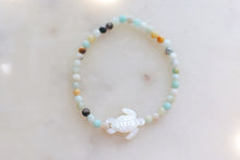 Load image into Gallery viewer, Mother of Pearl Sea Turtle &amp; Amazonite Bracelet