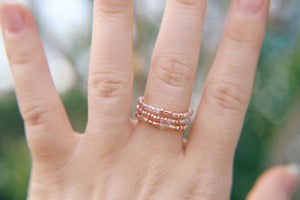 Lily Rose Gold Seed Beaded Ring Set