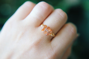 Sunstone beaded wire wrapped ring
