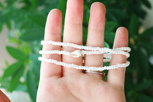 Matte Coconut White Sea Shell beaded wrap bracelet