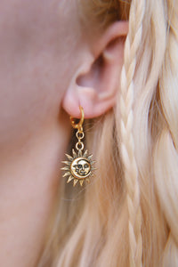 Golden sun & moon Huggie hoop earrings