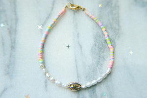 Seashell sugar beaded anklet