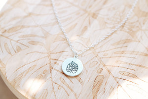 Monstera hand stamped necklaces