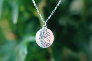 Mama & Baby Hand Stamped Necklace