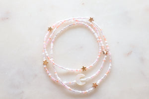 Dream Moon & Stars Seed Beaded Wrap Bracelet
