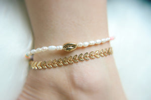 Seashell sugar beaded anklet