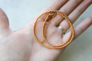 Metallic Gold Seed Beaded Choker Necklace