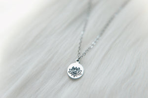 Lovely Lotus Flower Hand Stamped Necklace