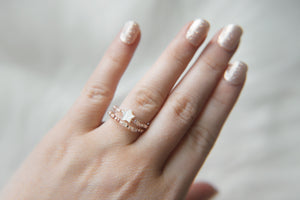 Rose Gold & Mother Of Pearl Star Beaded Stackable Ring Set