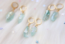 Load image into Gallery viewer, Aquamarine Quartz Wire Wrapped Huggie Earring Hoops