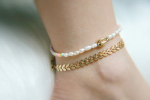 Seashell sugar beaded anklet