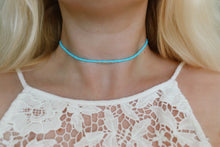 Load image into Gallery viewer, Frosted Blue Surf Seed Beaded Choker Necklace
