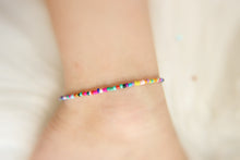 Load image into Gallery viewer, Dreamy bohemian rainbow seed beaded anklet
