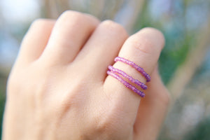 Vintage Purple Opal Seed Beaded Ring Set