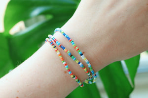 Rainbow luster seed beaded wrap bracelet