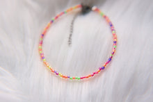 Load image into Gallery viewer, Neon rainbow seed beaded anklet