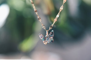 Abalone Butterfly Golden Chain Choker Necklace