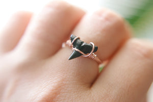 Mini Rose Gold Wire Wrapped Fossil Shark Tooth Ring