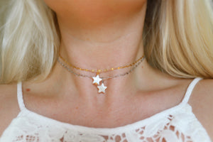 Mother of Pearl Star Sea Shell Chain Choker Necklace
