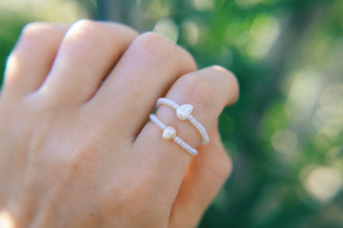 Vintage Opal pearl seed beaded rings