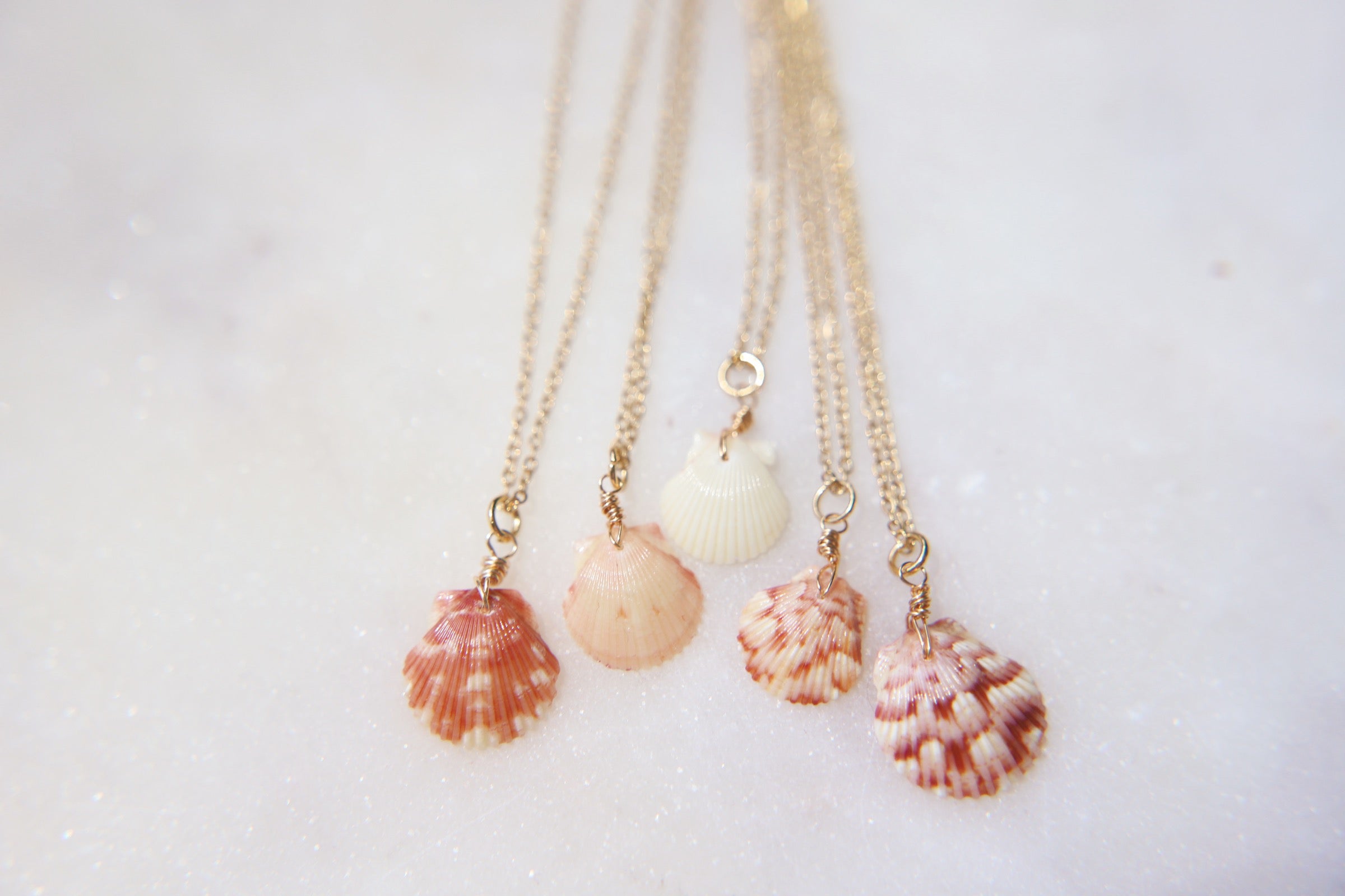 Dainty Calico Sea Shell Wire Wrapped Necklaces – Bohemian's