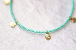 Mermaid Cove Seed Beaded Sea Shell Charms Anklet