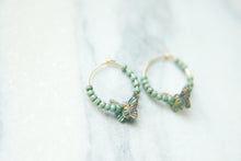 Load image into Gallery viewer, Mini Abalone Butterfly Beaded Hoops Earrings