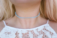 Load image into Gallery viewer, Sky Blue Satin Seed Beaded Choker Necklace