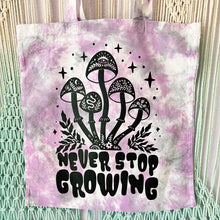 Load image into Gallery viewer, Never Stop Growing Mushroom Reusable Grocery Tote Bag