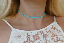 Load image into Gallery viewer, Frosted Blue Surf Seed Beaded Choker Necklace