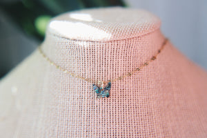 Abalone Butterfly Golden Chain Choker Necklace