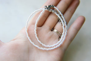 Aura White Rainbow Seed Beaded Choker Necklace
